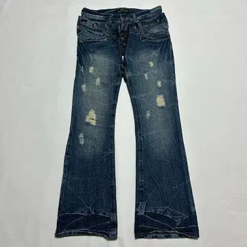 midas double waist damage flare denim