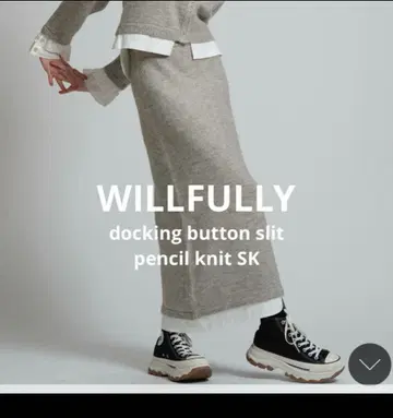 윌 프리 docking button slit pencil knit SK