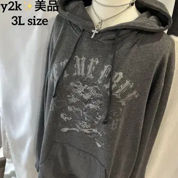 y2k 해골 비쥬 후드티 빅 스터드 페어리 라운지 그레이