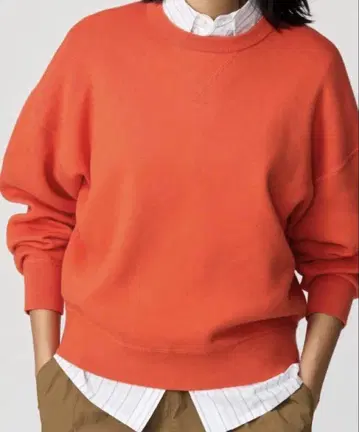 UNIQLO 스무스 코튼 크루넥 스웨터 오렌지