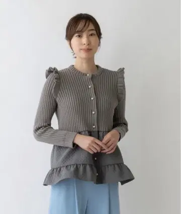 SONO 티어드 플레어 튜닉 니트 가디건 그레이