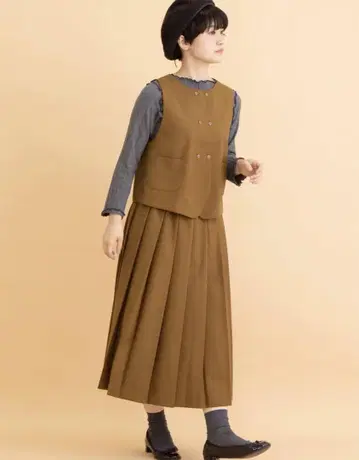 에스테르 레이온 더블 단추 베스트