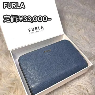 새상품급 FURLA 훌라 접이식 지갑 가죽 파랑 데님 블루 카프 스킨