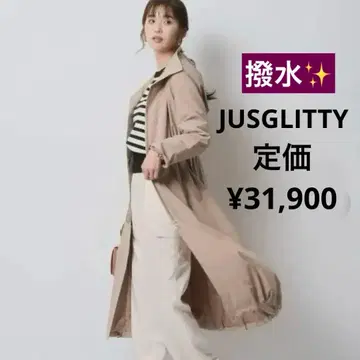 새상품급 JUSGLITTY 저스길리티 발수 롱 후드 블루종 베이지