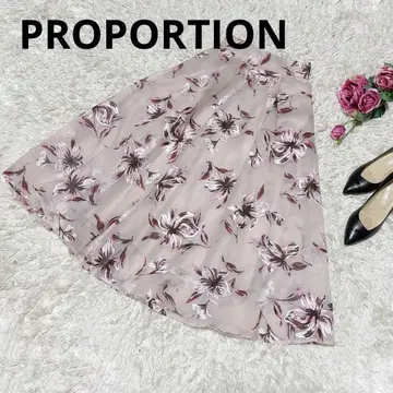 PROPORTION 롱 플레어 스커트 핑크 꽃무늬 S