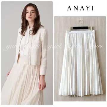 [ 684 ] 아나이 쉬폰 플리츠 스커트 크림 36