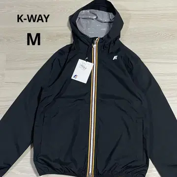 K-Way 로고 프린트 후드 부착 지퍼 자켓 블랙 M