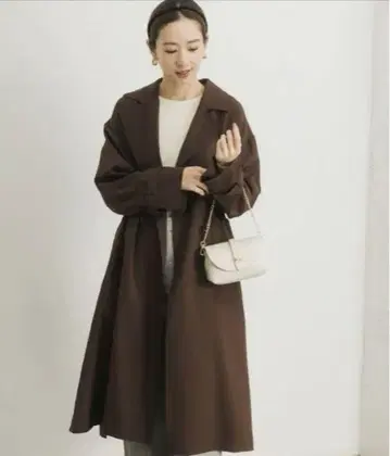 어반 리서치 브라운 더블 브레스트 롱 트렌치 코트 S 36