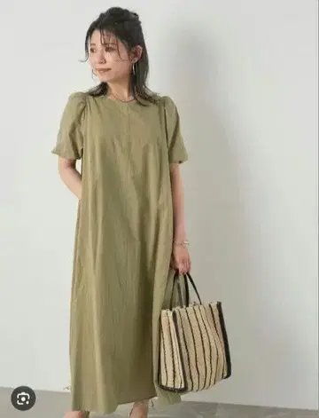 COHINA 백 레이스업 코튼 원피스 Regular 사이즈