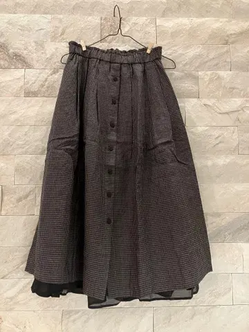 [ 새상품 ] 마가리 MAGALI 프렌치 린넨 깅엄 레이어드 스커트