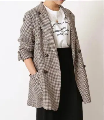 스픽 앤 스팬 체크 무늬 더블 브레스트 테일러드 자켓