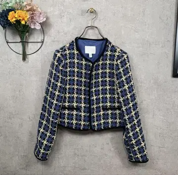 H&M 점퍼/블루종 크롭 자켓 M 블루 하운드투스