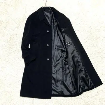 퓨어 캐시미어 100% 롱 코트 스텐카라 코트 일본제 L 블랙