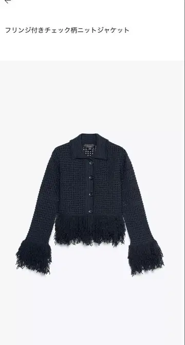 ZARA 프린지 장식 체크 무늬 니트 자켓