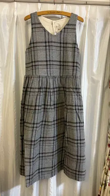 택 포함 츠하루 바이 사만사 모스모스 체크 점프 스커트 원피스 2 미사용