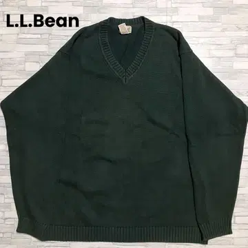 L.L.Bean 코튼 니트 V넥 XXL 그린 무지 노움코어