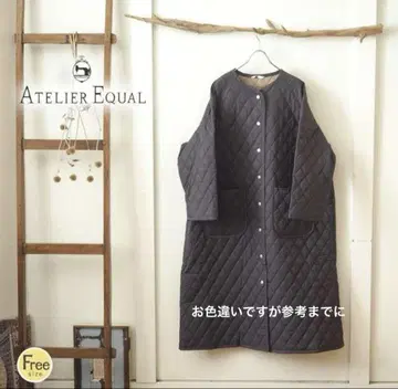 ATELIER EQUAL 아틀리에 이퀄 퀼팅 노카라 코트 카키