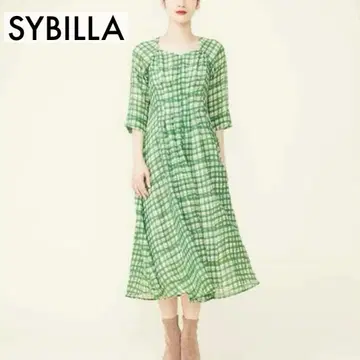 컨디션 최상 Sybilla 드라마 착용 워터 카라 체크 드레스 원피스