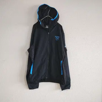 [ Under Armour ] 후드 부착 나일론 자켓 블랙 M 블루