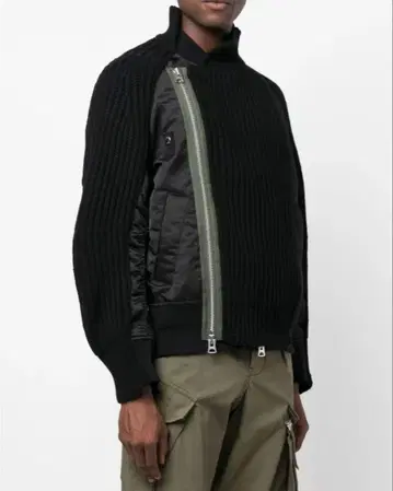 sacai 나일론 트윌 믹스 MA-1 도킹 니트 블루종