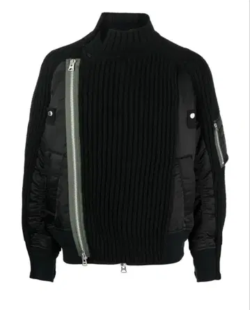 sacai 나일론 트윌 믹스 MA-1 도킹 니트 블루종