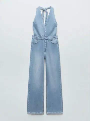 ZARA 데님 홀터넥 점프수트 S 사이즈