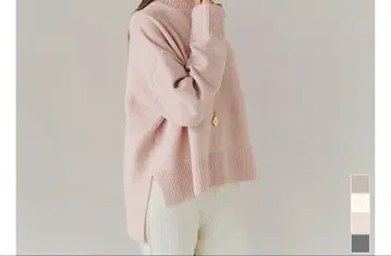 오버 사이즈 핑크 니트 하이넥 urs M 사이즈