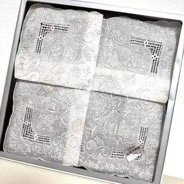 [ 미사용 새상품 ] 스와토우 수예 손수건 30cm x 30cm 코튼