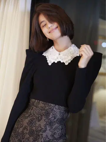 snidel 스나이델 레이스 스칼라 니트 풀오버
