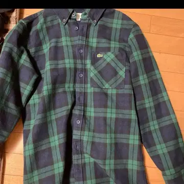 라코스테 긴팔 셔츠 그린과 블랙 체크