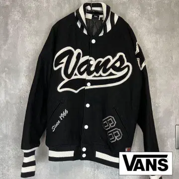 VANS 바시티 자켓 USA 맵 자수 블랙 x 화이트 M