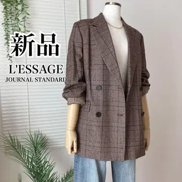 [새상품] [2023AW] L'ESSAGE 글렌체크 더블 자켓