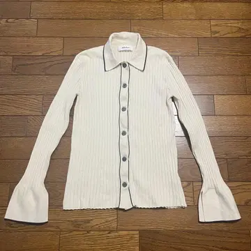 미라 오웬 폴로 카라 와이드 리브 니트 가디건