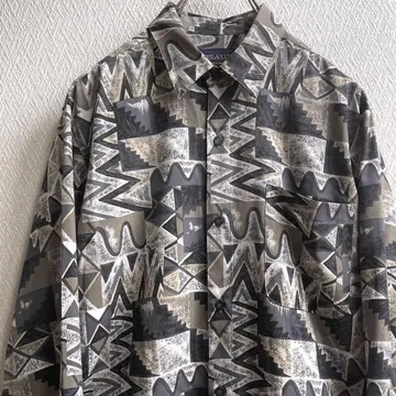 레트로 구제 의류 셔츠 패턴 셔츠 올 패턴 디자인 셔츠 긴팔