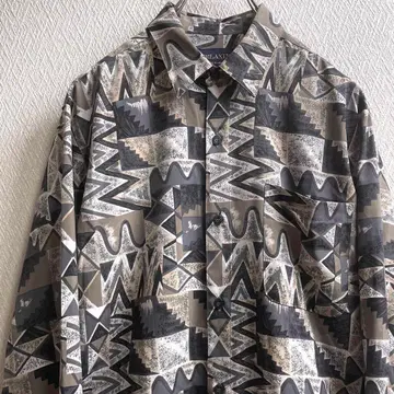 레트로 구제 의류 셔츠 패턴 셔츠 올 패턴 디자인 셔츠 긴팔