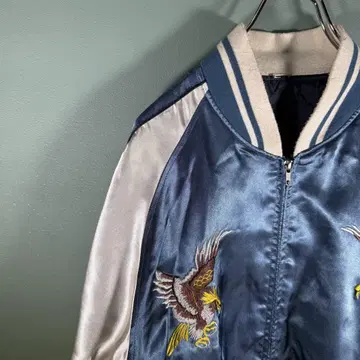 자수 독수리 디자인 스카잔 파랑