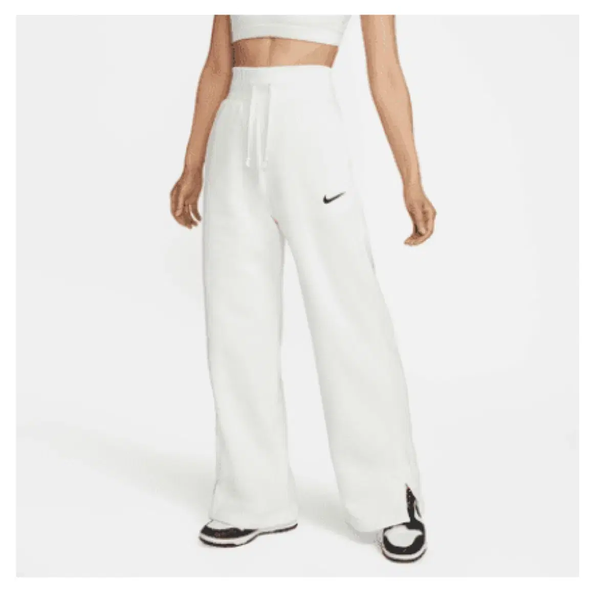 Nike High-Waisted Wide Sweatpants S White Fleece Pants