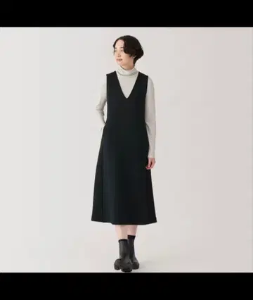 블랙 슬리브리스 롱 원피스 오버롤 스커트