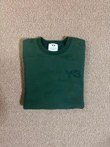 Y-3 다크 그린 크루넥 맨투맨