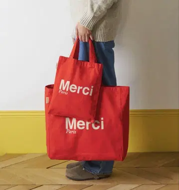 빨간색 Merci 토트백 세트