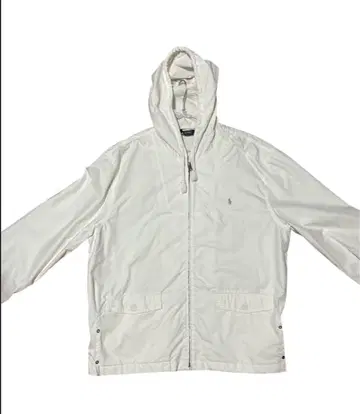 화이트 후드 부착 polo 지퍼 후드티