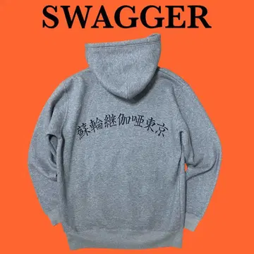SWAGGER 스와거 백 프린트 맨투맨 후드티 한자 로고 L