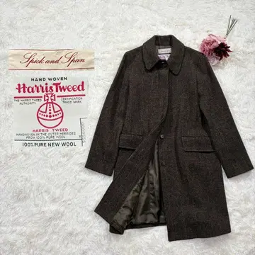 1170 [새상품급] 해리스 트위드 스픽 앤 스팬 트위드 코트 그린