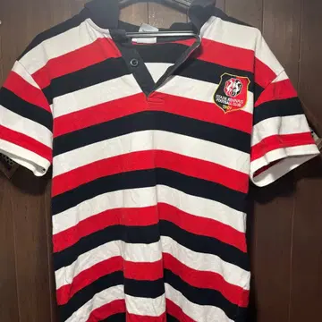 STADE RENNAIS 공식 피케 셔츠 빨검 스트라이프