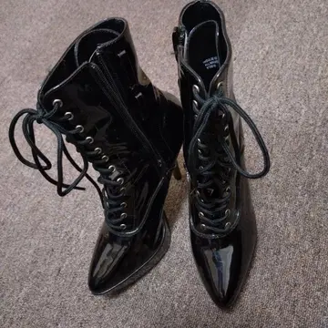 Pleaser 블랙 에나멜 부츠 24cm~24.5cm Devious