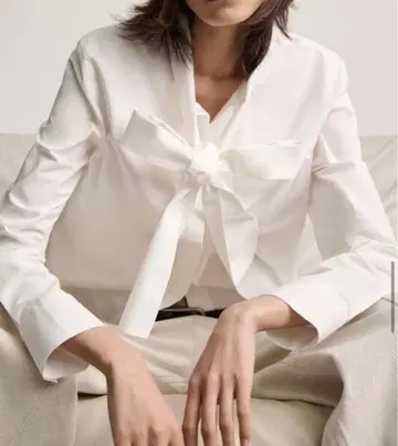 ZARA ZW COLLECTION 타이 블라우스 화이트 리본 셔츠