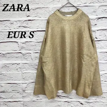 자라 [ EUR S ] 골드 오버 사이즈 니트 크루넥