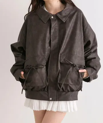 OLIVE des OLIVE 리본 포켓 에코 가죽 BIG 블루종 브라운