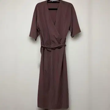 미사용 ZARA 브라운 반팔 랩 디자인 원피스 L