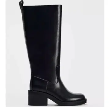 ZARA 블랙 롱 부츠 블록 힐